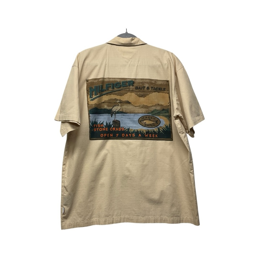 Tommy Hilfiger Men’s Size L Cotton Button Up Short Sleeve Shirt Fishing Outdoor